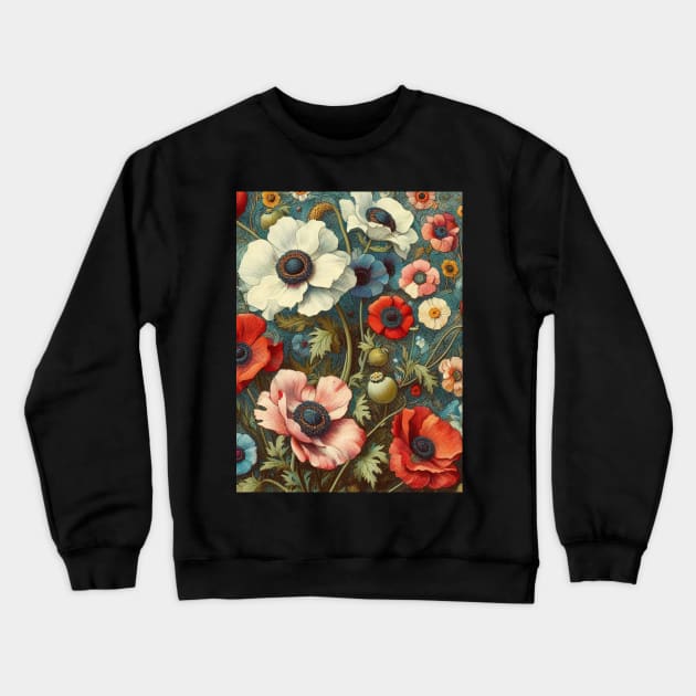 anemone and poppy flower pattern 4 Crewneck Sweatshirt by misspoppie1914